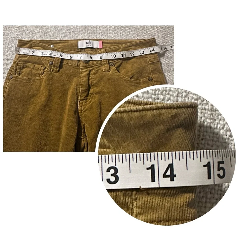 CABI #3197 Skinny Cord Umber Mustard Brown Corduroy Pants Jeans Stretch Womens 2 - Picture 11 of 16